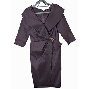 KM Collections by Milla Bell Purple Satin Stretch Cocktail Dress Size 6 Beaded